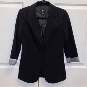 IZ Byer Black Blazer With Pin Stripe Cuff